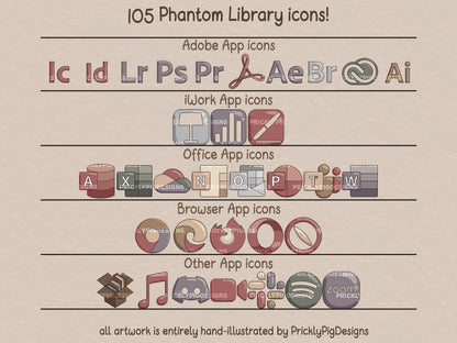 icons for office apps, adobe apps, iwork apps, browser apps and other apps.
