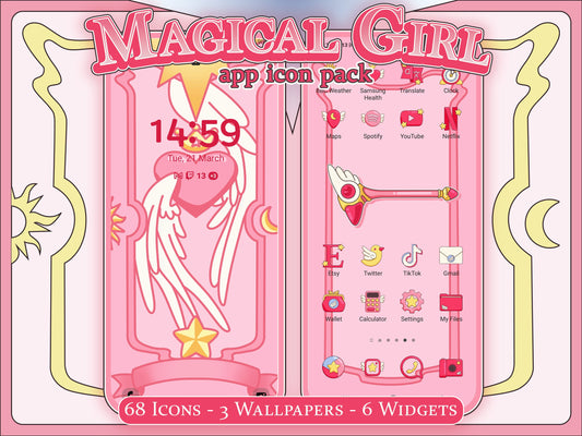 Magical Girl Anime Aesthetic Icon Pack for iOS,  Android & Tablets