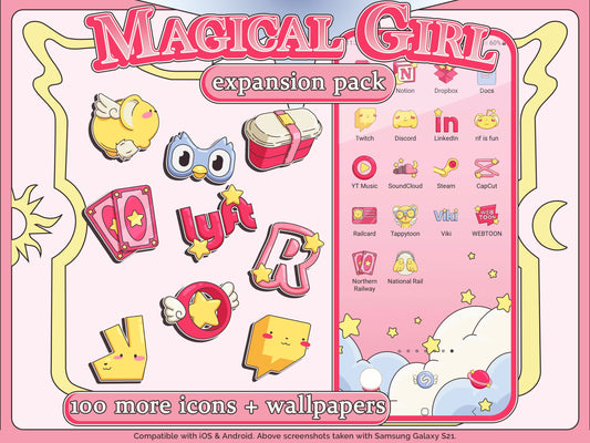 Magical Girl Anime Aesthetic Icon Expansion Pack for iOS,  Android & Tablets