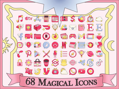 Magical Girl Anime Aesthetic Icon Pack for iOS,  Android & Tablets