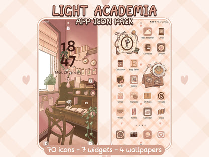 Light Academia Icon Pack for iOS, Android & Tablets