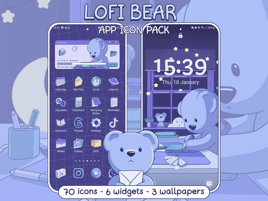 Lofi Bear App Icon Pack for iOS, Android & Tablets