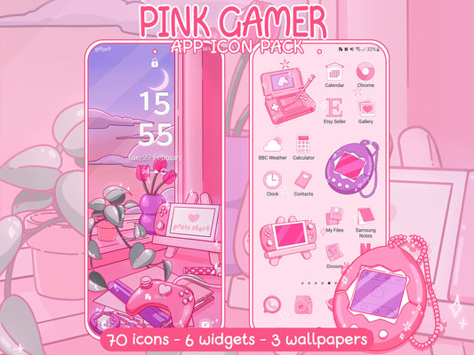 Pink Gamer Icon Pack for iOS, Android & Tablets