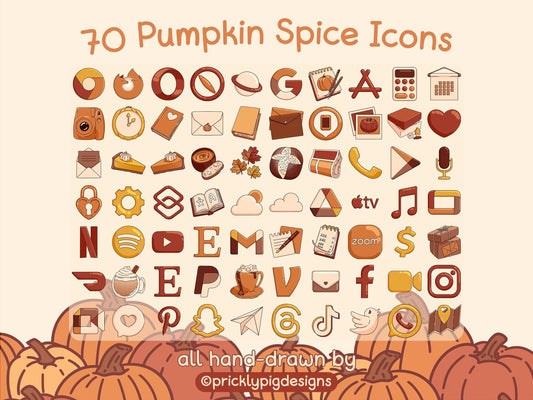 Pumpkin Spice Café Icon Pack for iOS, Android & Tablets