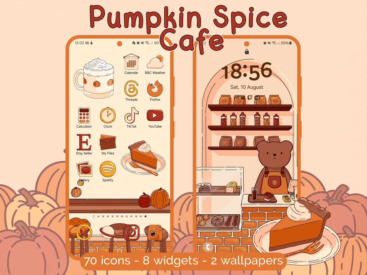 Pumpkin Spice Café Icon Pack for iOS, Android & Tablets