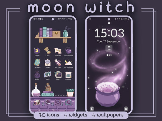 Moon Witch Aesthetic Icon Pack for iOS Android & Tablets