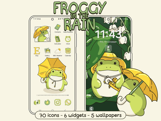 Froggy in the Rain Icon Pack for iOS, Android & Tablets