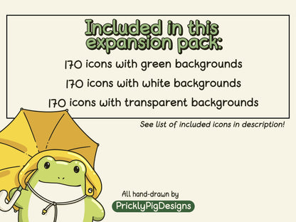 Froggy in the Rain EXPANSION Icon Pack for iOS, Android & Tablets