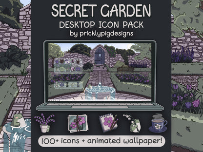 Secret Garden Aesthetic Desktop Folder Icon & Animated Wallpaper Pack for Windows + Mac