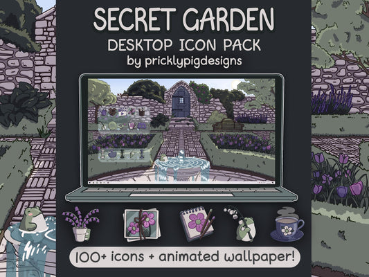 Secret Garden Aesthetic Desktop Folder Icon & Animated Wallpaper Pack for Windows + Mac