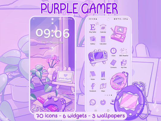 Purple Gamer Icon Pack for iOS, Android & Tablets