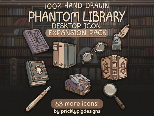 Phantom Library Expansion Desktop Folder Icon & Wallpaper Pack for Windows + Mac