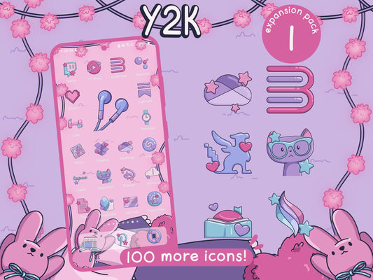 Y2K Aesthetic Icon Expansion Pack for iOS, Android & Tablets
