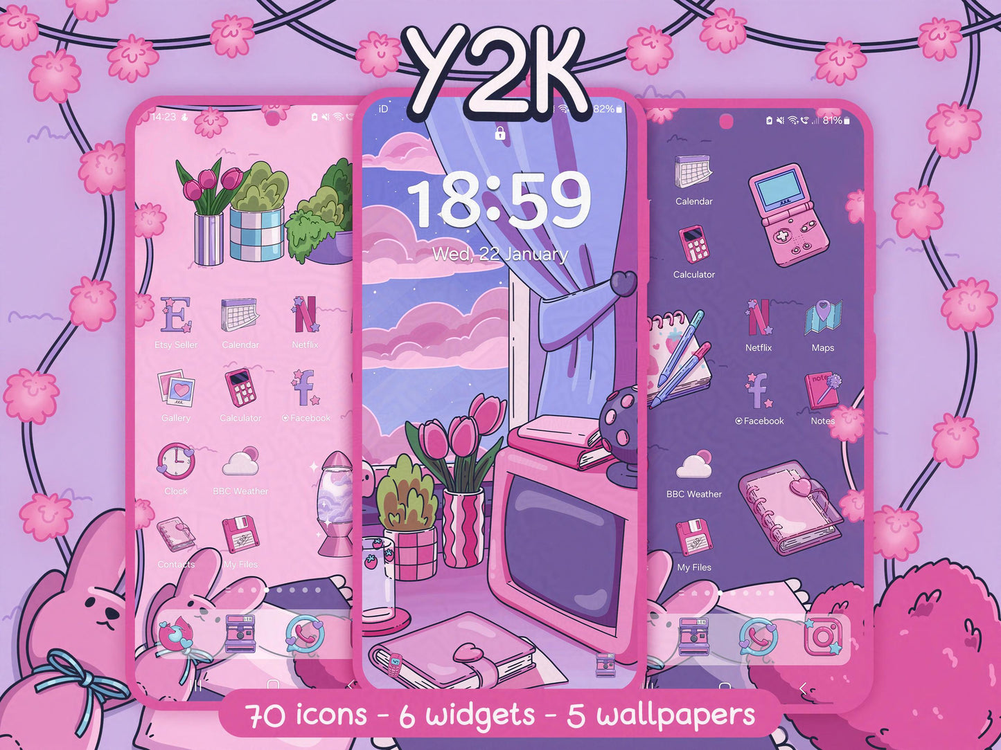 Y2K Aesthetic Icon Pack for iOS, Android & Tablets