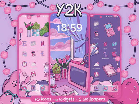 Y2K Aesthetic Icon Pack for iOS, Android & Tablets
