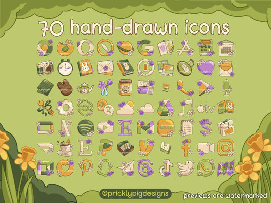 Picnic Bun App Icon Pack - Cute  Spring Bunny Aesthetic for iOS, Android & Tablets