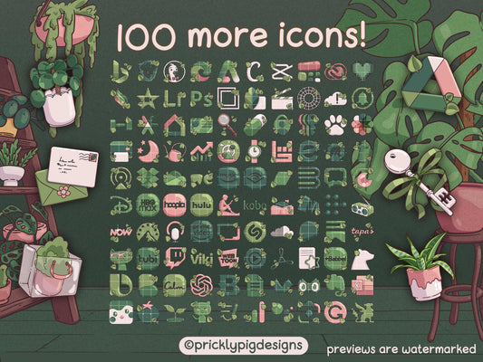 House Plant Aesthetic Icon EXPANSION Pack 1 for iOS, Android & Tablets