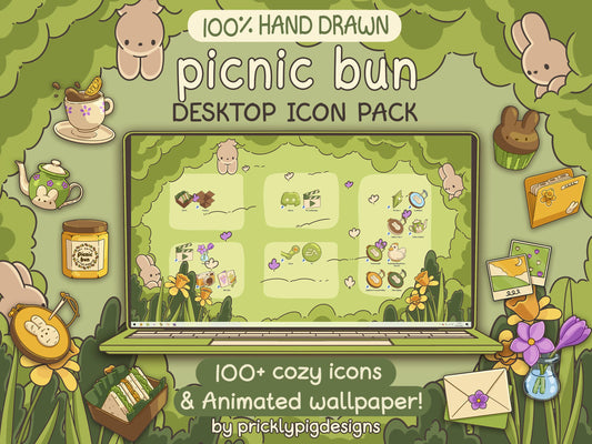 Picnic Bun Desktop Folder Icon & Wallpaper Pack for Windows + Mac