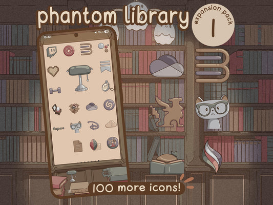 Phantom Library EXPANSION pack 1 | For iOS, Android & Tablets | Dark Academia App Theme