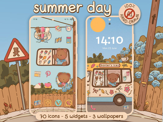 Summer Days Aesthetic Icon Pack for iOS, Android & Tablets