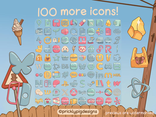 Summer Days Aesthetic Icon Expansion Pack 2 for iOS, Android & Tablets