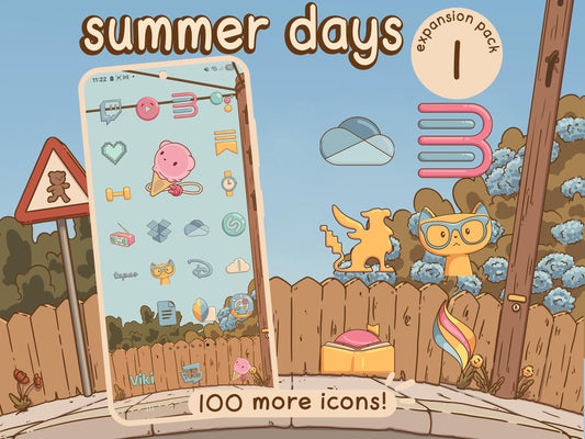 Summer Days Aesthetic Icon Expansion Pack 1 for iOS, Android & Tablets
