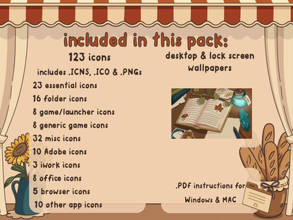 Black Cat Bakery Desktop Folder Icon & Wallpaper Pack for Windows + Mac