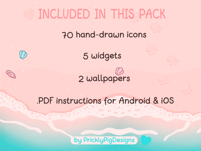 Beach Bunny Icon Pack for iOS & Android including Wallpapers and Widgets | Summer App Theme