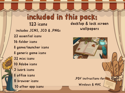 Black Cat Bakery Desktop Folder Icon & Wallpaper Pack for Windows + Mac