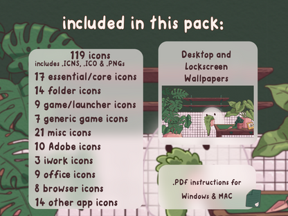 House Plant Aesthetic Desktop Folder Icon & Wallpaper Pack for Windows + Mac