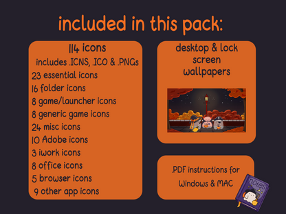 Trick or Treat Halloween Desktop Folder Icon & Wallpaper Pack