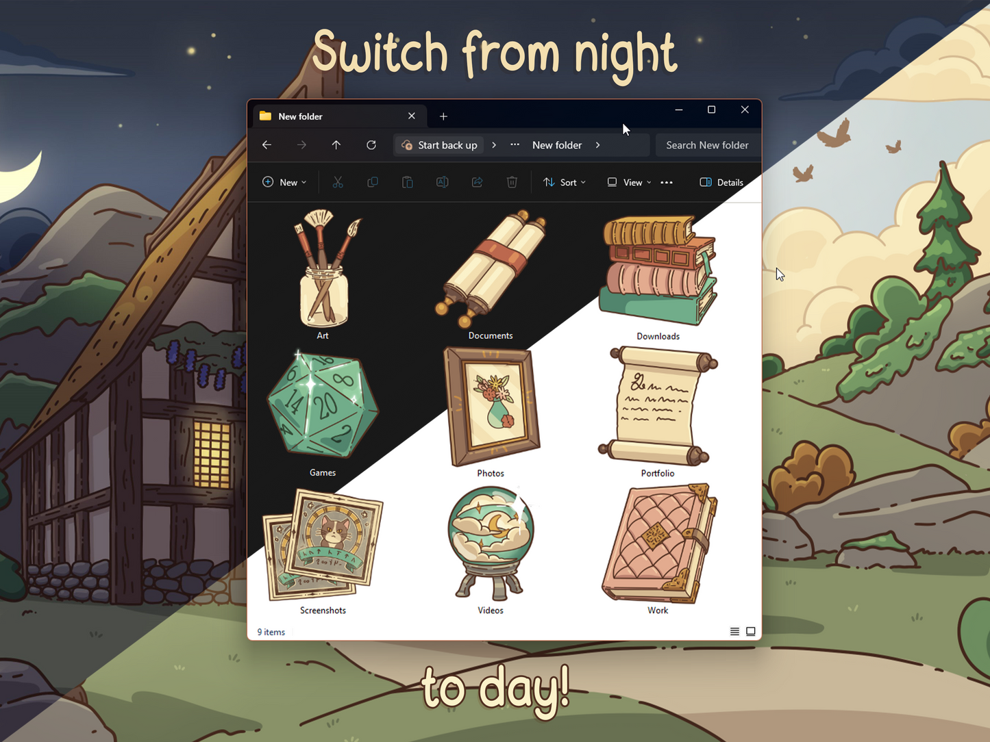 Fantasy Aesthetic Desktop Folder Icon & Wallpaper Pack for Windows + Mac
