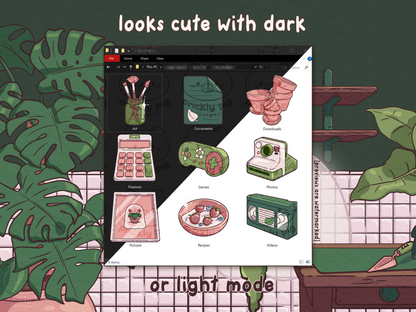 House Plant Aesthetic Desktop Folder Icon & Wallpaper Pack for Windows + Mac