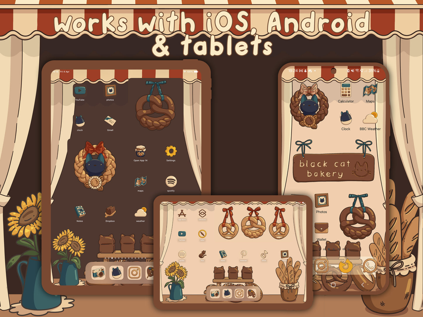 Black Cat Bakery Icon Pack for iOS, Android & Tablets