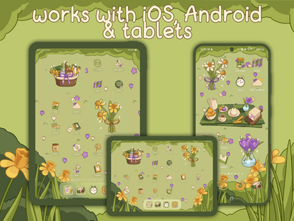 Picnic Bun App Icon Pack - Cute  Spring Bunny Aesthetic for iOS, Android & Tablets