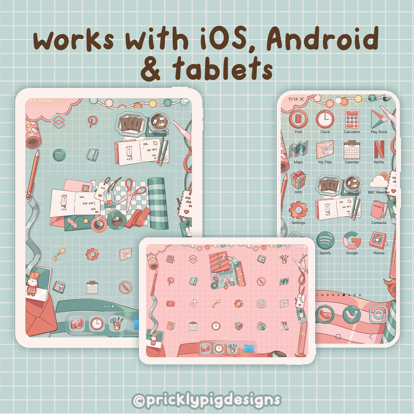 Cosy Holidays: Pastel Christmas Wallpapers, icons and widgets for iOS, Android, iPad & Tablets