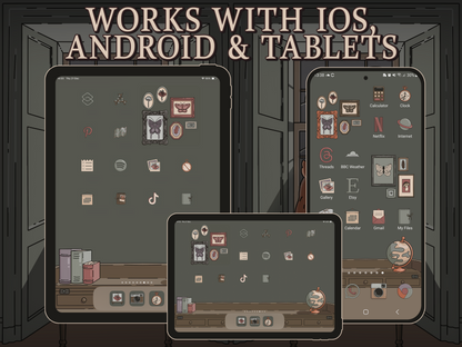 Dark Academia Icon Pack for iOS, Android & Tablets