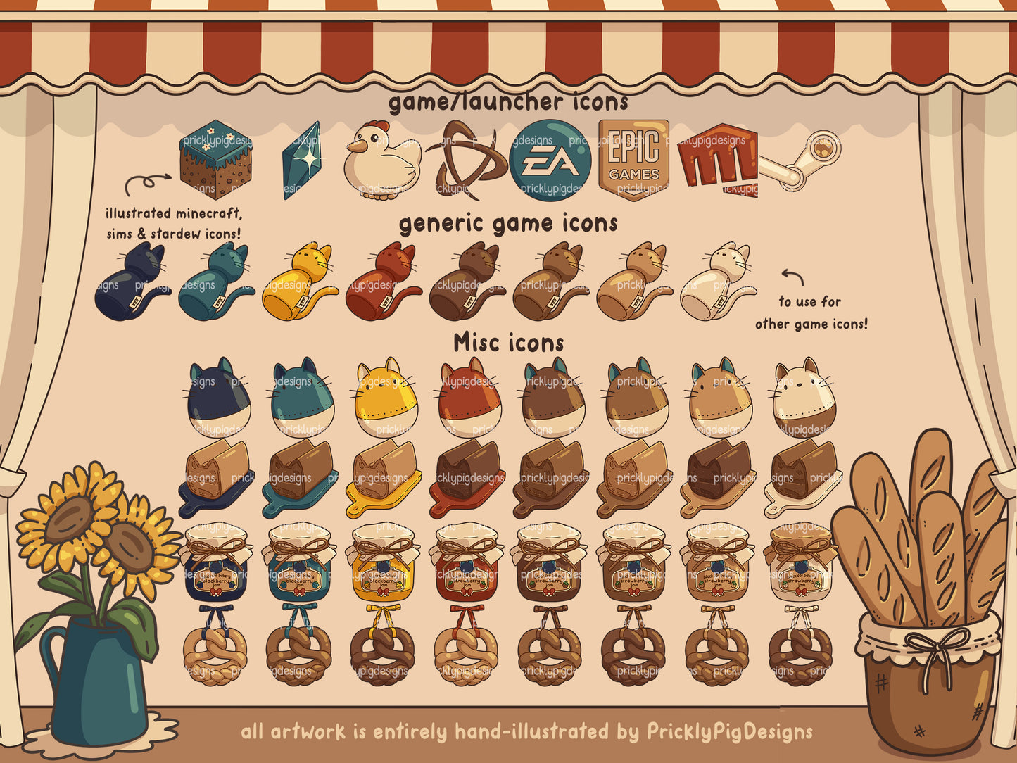Black Cat Bakery Desktop Folder Icon & Wallpaper Pack for Windows + Mac