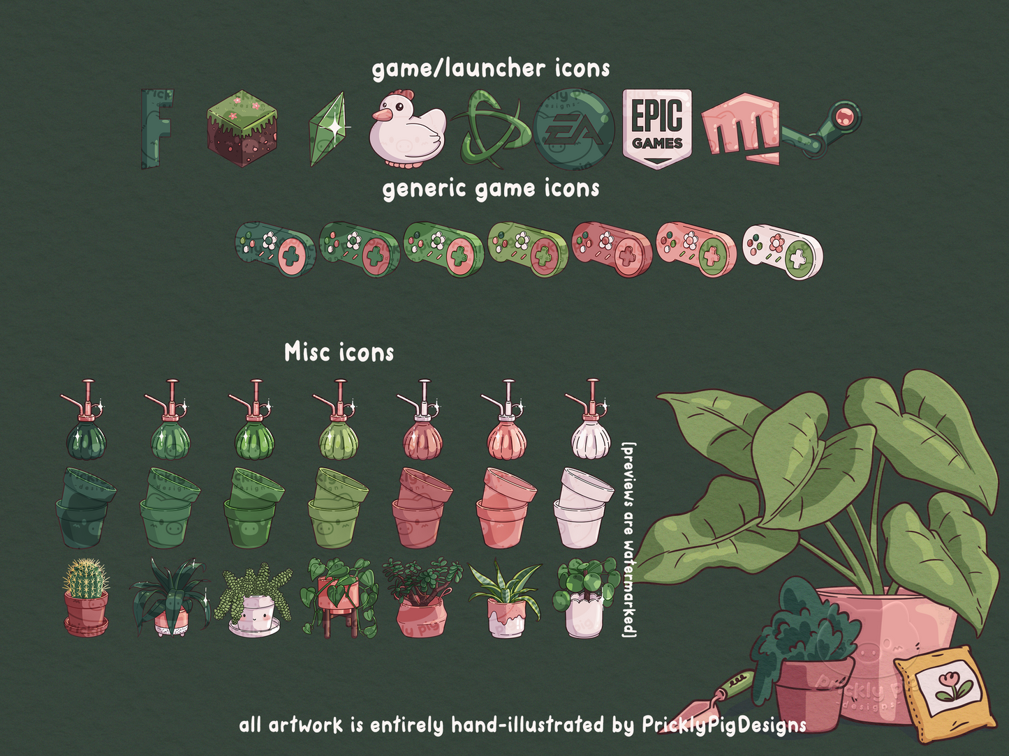 House Plant Aesthetic Desktop Folder Icon & Wallpaper Pack for Windows + Mac