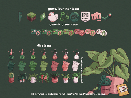 House Plant Aesthetic Desktop Folder Icon & Wallpaper Pack for Windows + Mac