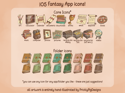 Fantasy Aesthetic Desktop Folder Icon & Wallpaper Pack for Windows + Mac