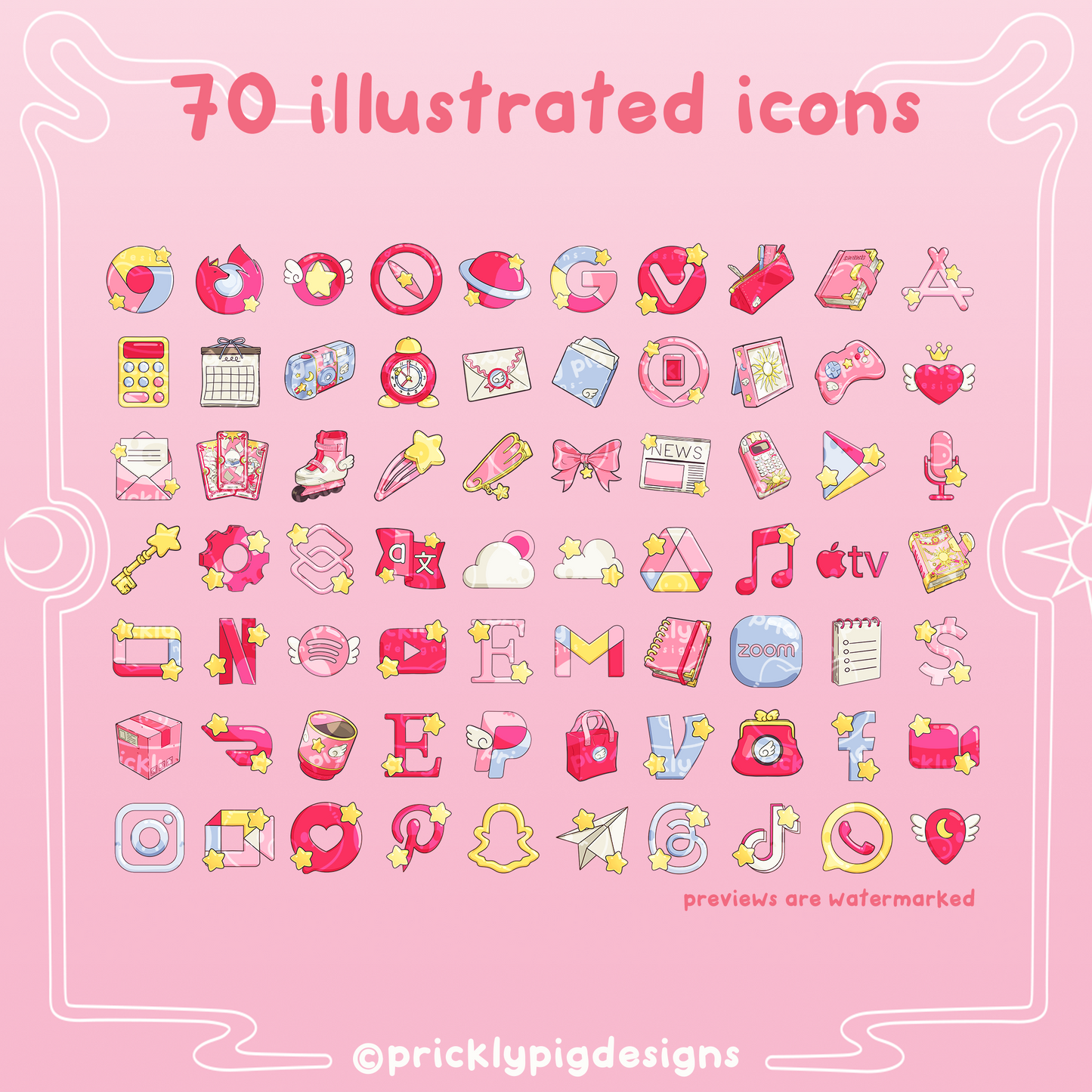 Magical Girl Anime Aesthetic Icon Pack for iOS,  Android & Tablets