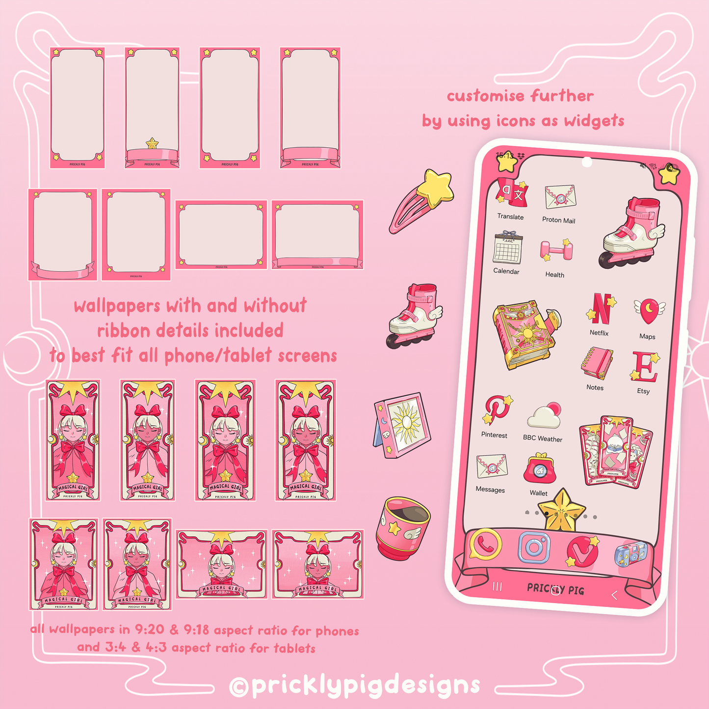 Magical Girl Anime Aesthetic Icon Pack for iOS,  Android & Tablets