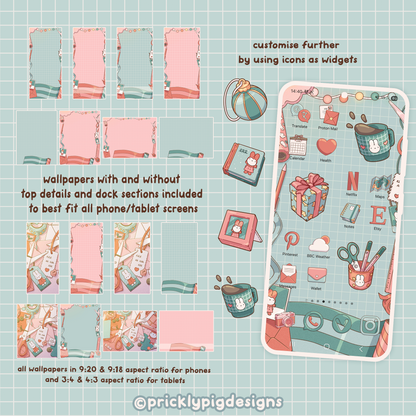 Cosy Holidays: Pastel Christmas Wallpapers, icons and widgets for iOS, Android, iPad & Tablets