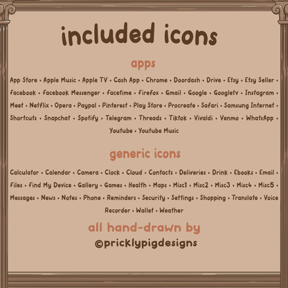 Cat Academy App Icon Pack: Dark Academia Theme Including Wallpaper for iOS, Galaxy & Android