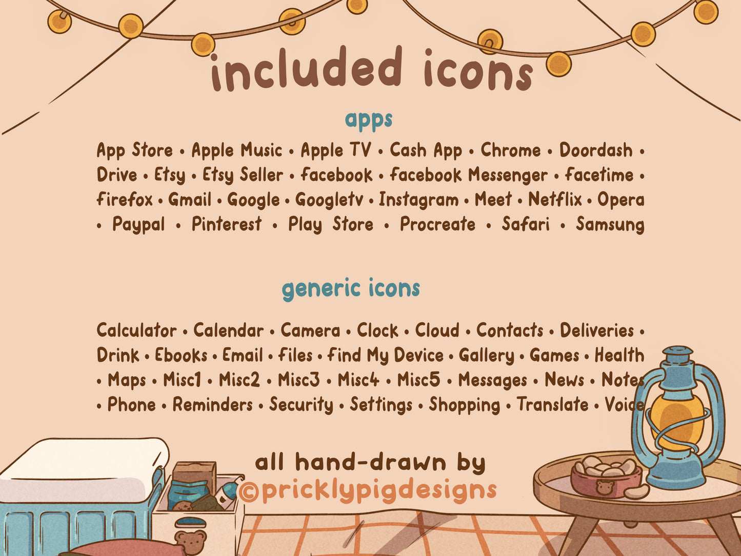 Cosy Camping Icon Pack for iOS, Galaxy, Android & Tablets
