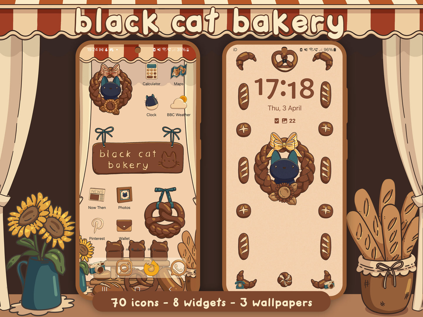 Black Cat Bakery Icon Pack for iOS, Android & Tablets