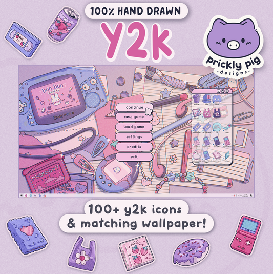 Y2K 2 Aesthetic Desktop Folder Icon Pack for Windows + MAC
