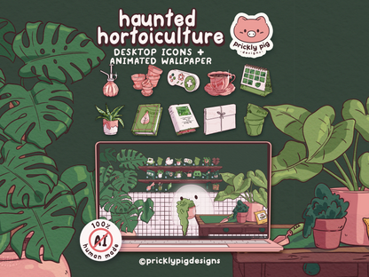 House Plant Aesthetic Desktop Folder Icon & Wallpaper Pack for Windows + Mac