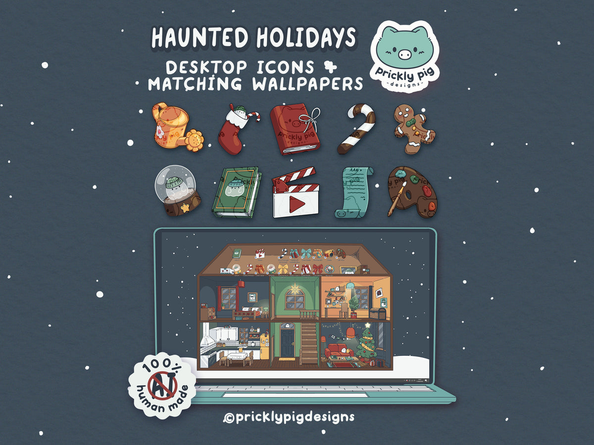 Haunted Holidays Desktop Folder Icon & Wallpaper Pack for Windows + Mac
